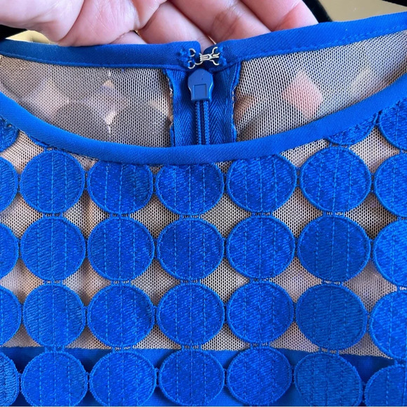 Lauren Ralph Lauren Women's 8P Blue Dot-Lace Dress Sheath Melia Semi Formal - Picture 4 of 8